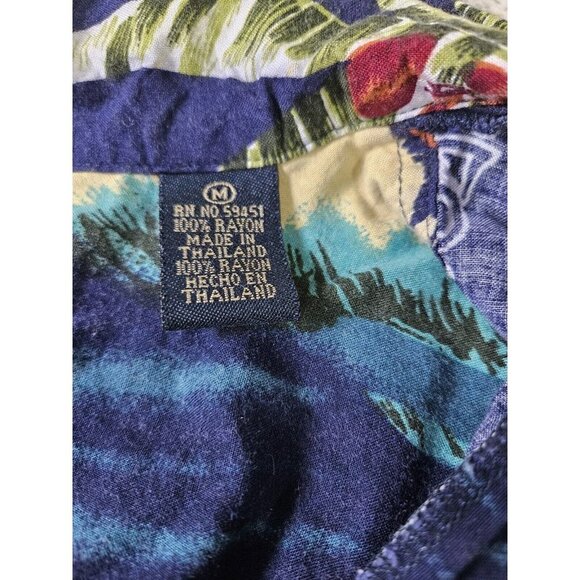 Men's Size M Wingo Hawaiian Button Shirt Short Sleeve Palm Trees Aloha - Picture 6 of 8